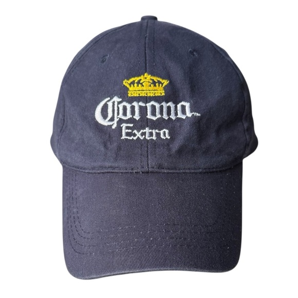 Corona Extra Beer Embroidered Navy Blue Yellow Cap Hat Adjustable - Picture 1 of 9